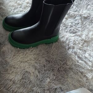 SHEIN Black and Green Combat Boots